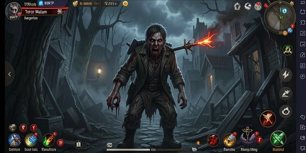 Screenshot utama 99RTP menampilkan suasana mencekam di gameplay Horror.