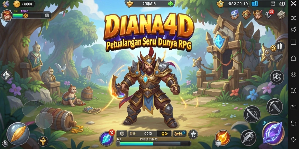 Tampilan gameplay mendebarkan dari DIANA4D dalam petualangan RPG.