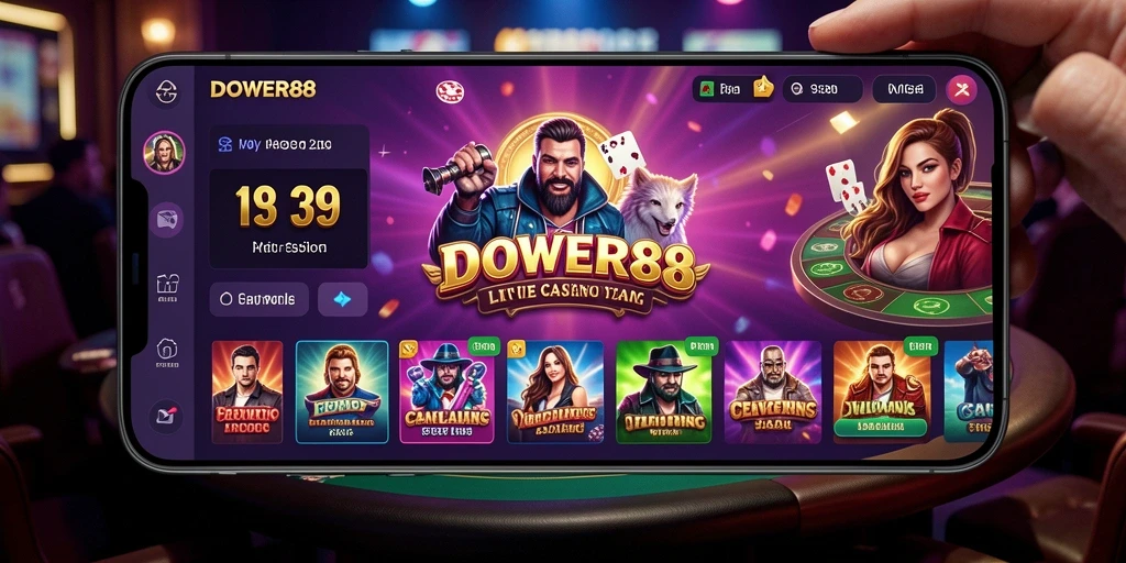 Screenshot DOWER88 menampilkan dealer profesional dalam permainan Live Casino.