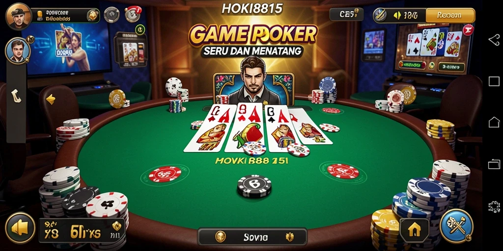 Screenshot gameplay HOKI8815 yang menampilkan aksi Poker yang mendebarkan.