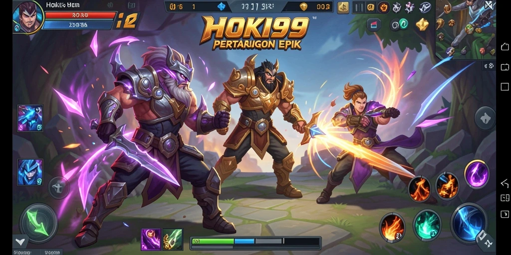 Tampilan gameplay mendebarkan dari HOKI99 dalam aksi pertempuran MOBA.