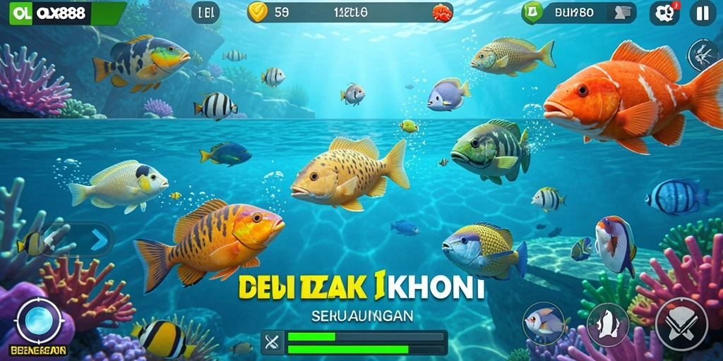 Tampilan gameplay Tembak Ikan yang mengasyikkan dan penuh warna.