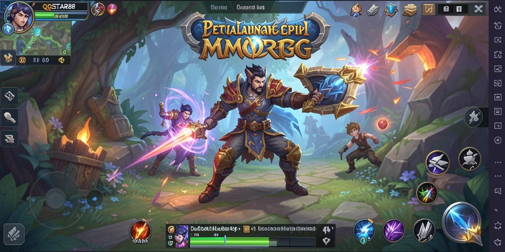 Screenshot utama menampilkan intensitas pertarungan dalam gameplay MMORPG.