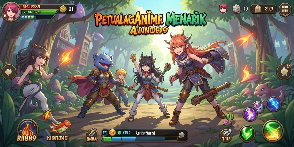 Tampilan gameplay seru dari RI889 dengan karakter anime yang menarik.
