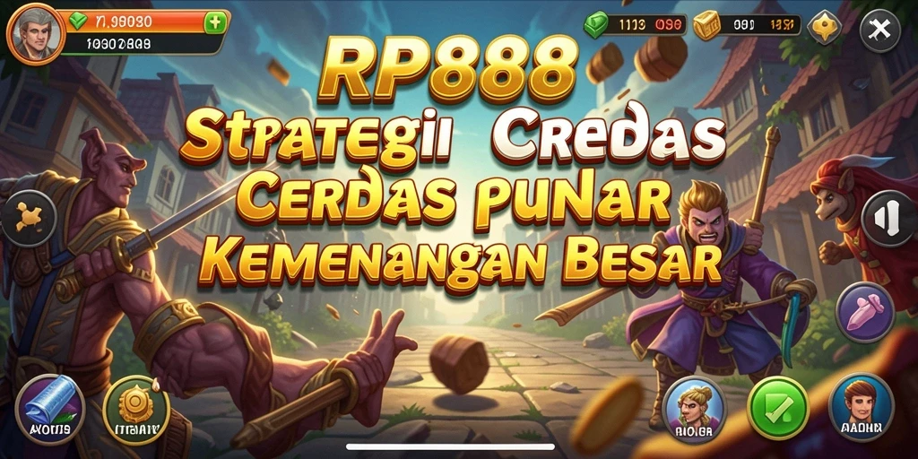 Tangkapan layar RP888 menampilkan aksi strategi yang intens.