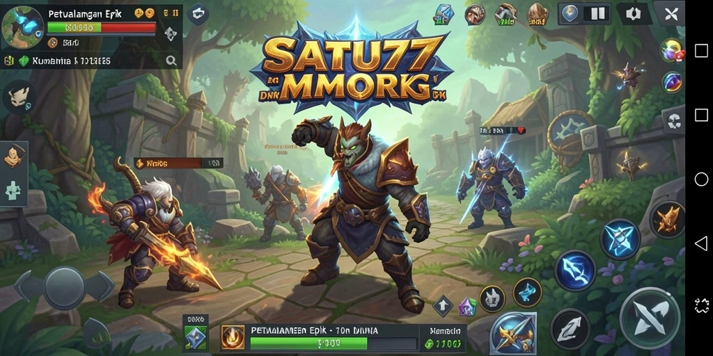 Tampilan gameplay SATU77 menunjukkan aksi seru dalam dunia MMORPG.