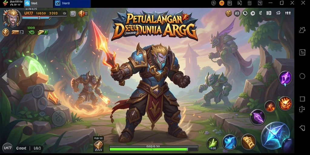 Tangkapan layar dari gameplay UH77 menampilkan pertempuran epik melawan monster.