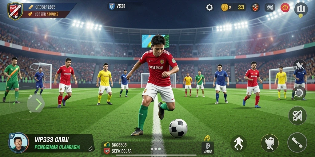 Tampilan gameplay VIP333 dengan aksi sepak bola yang intens.