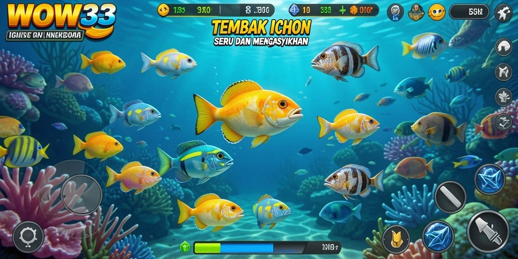 Tampilan gameplay WOW33 yang seru dengan aksi tembak ikan.
