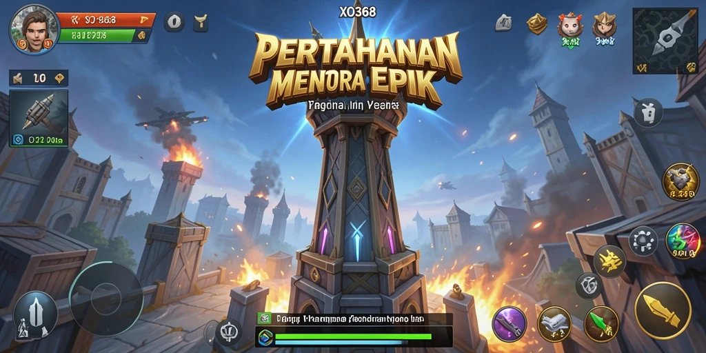 Tampilan gameplay seru dalam XO368 dengan strategi Tower Defense yang mendebarkan.